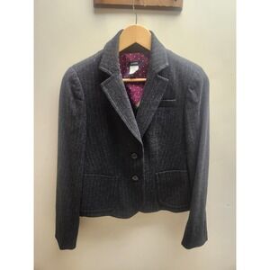 J‎ Crew Women's Gray Pinstripe Wool Blend Blazer Jacket Size 4